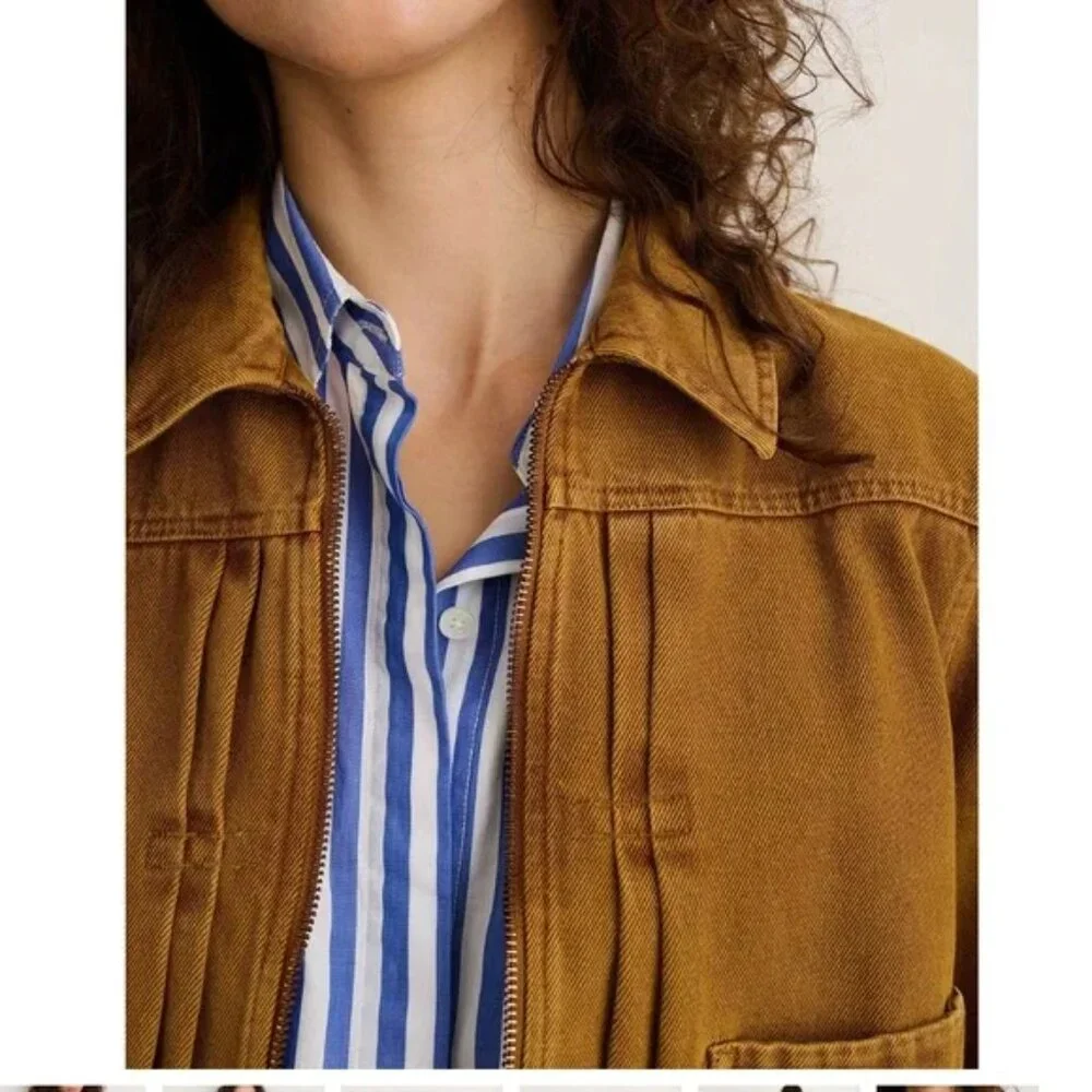 NWOT | Alex Mill Shrunken Zip Jacket in Recycled Denim Golden Khaki - Picture 3 of 11